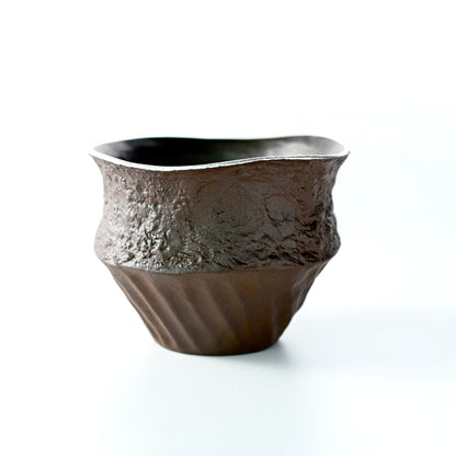 Bol à déchets de thé Wabi-Sabi en argile grossière (500 ml) / Bol de rinçage de thé