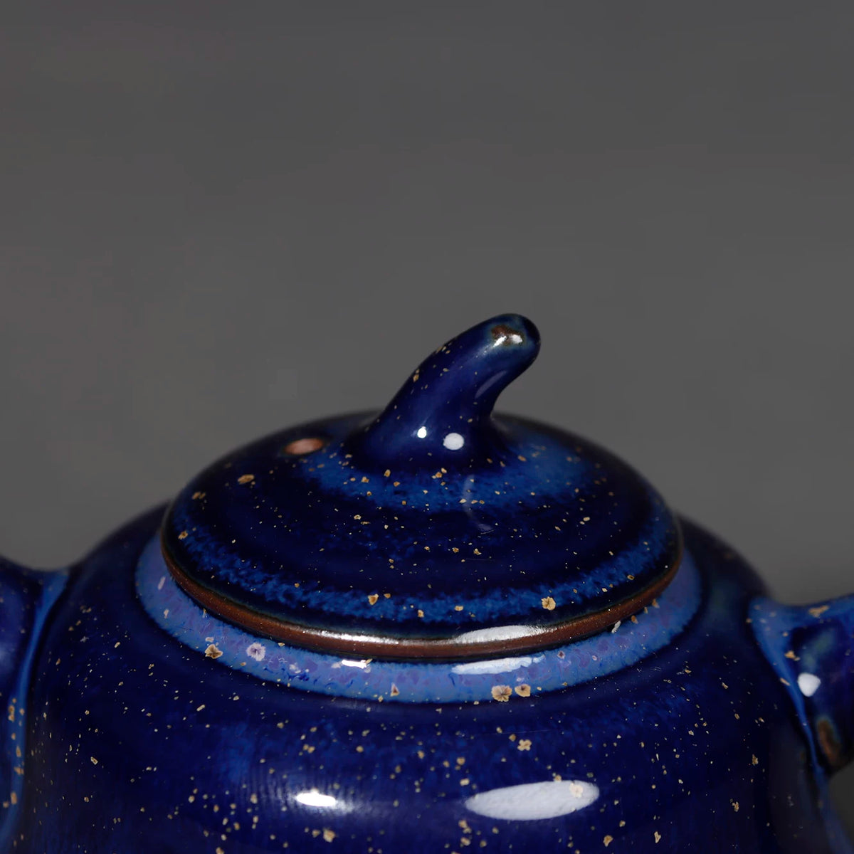 Authentic Song Dynasty style Jun Ware porcelain teapot with galaxy blue glaze finish