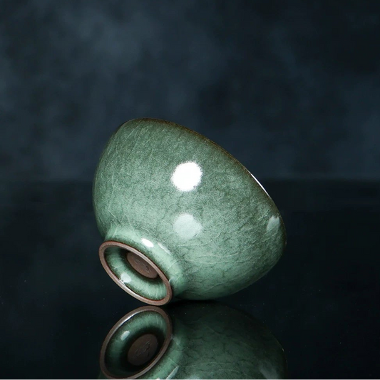 Longquan Celadon "Ge" Kiln Iron-Clay "Black Beauty" Flared Teacup 90ml