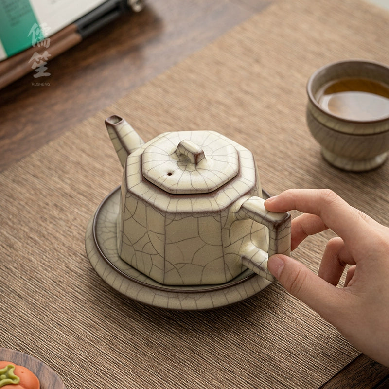 Longquan Celadon Ge Kiln Octagonal Teapot