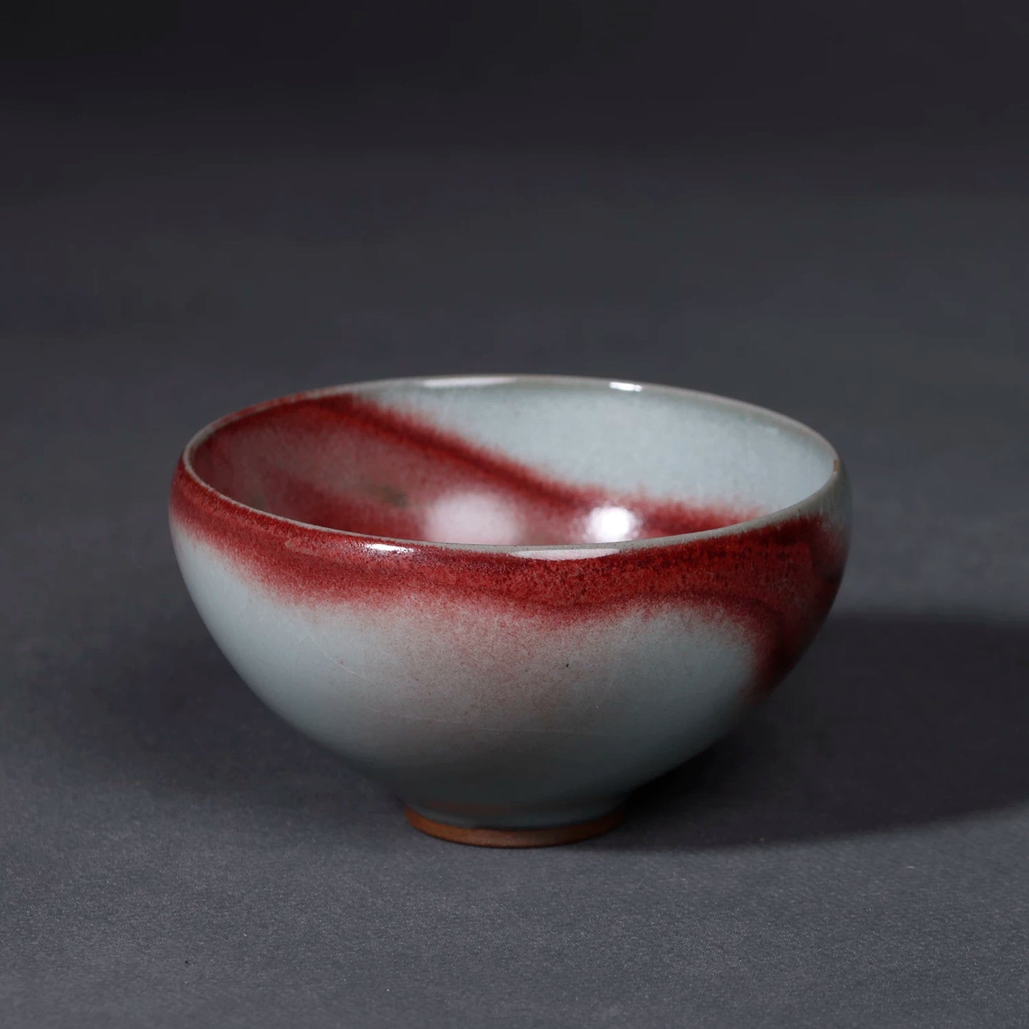 Jun Ware "Moon-White & Red Splash" Handcrafted Wood-Fired Teacup 120ML
