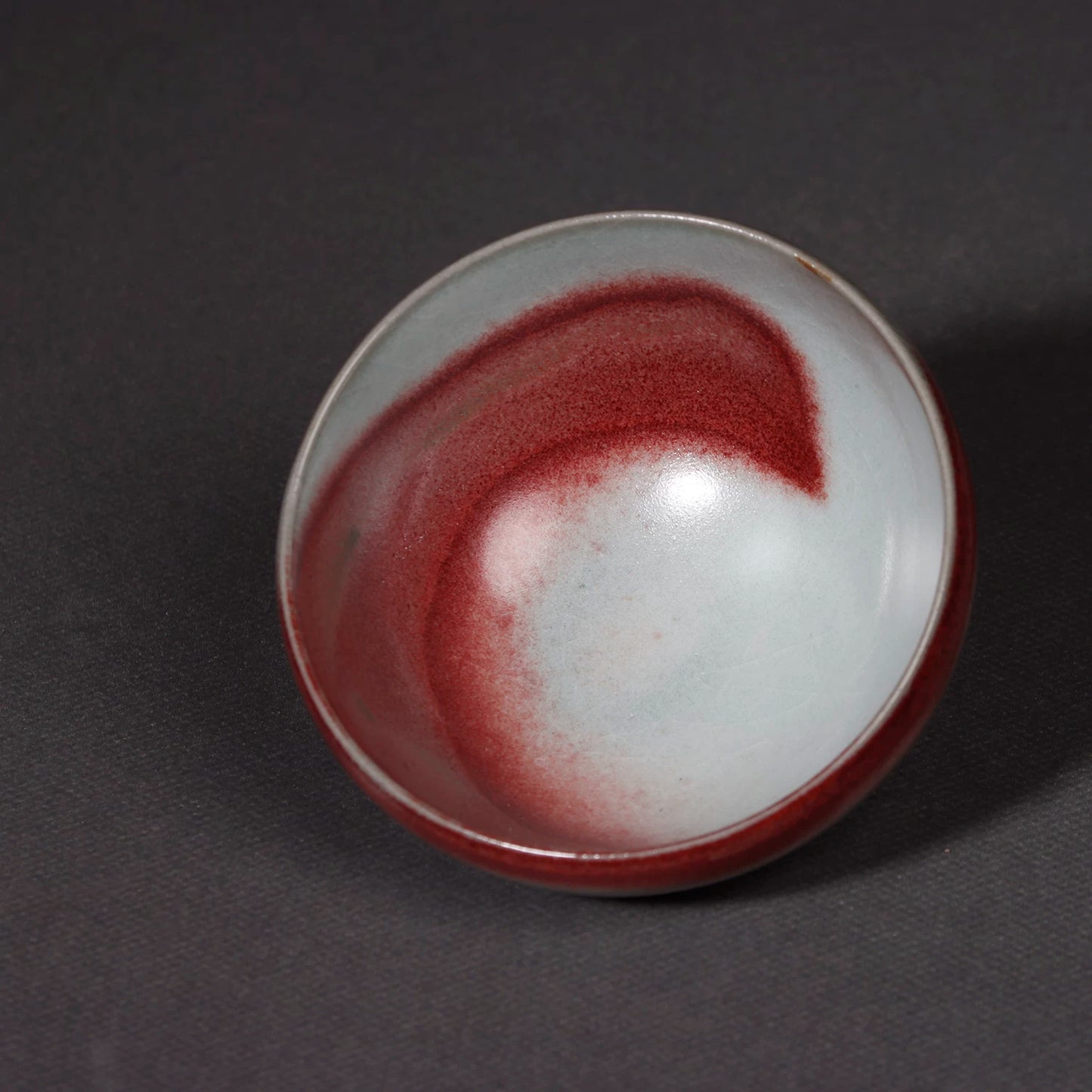 Jun Ware "Moon-White & Red Splash" Handcrafted Wood-Fired Teacup 120ML
