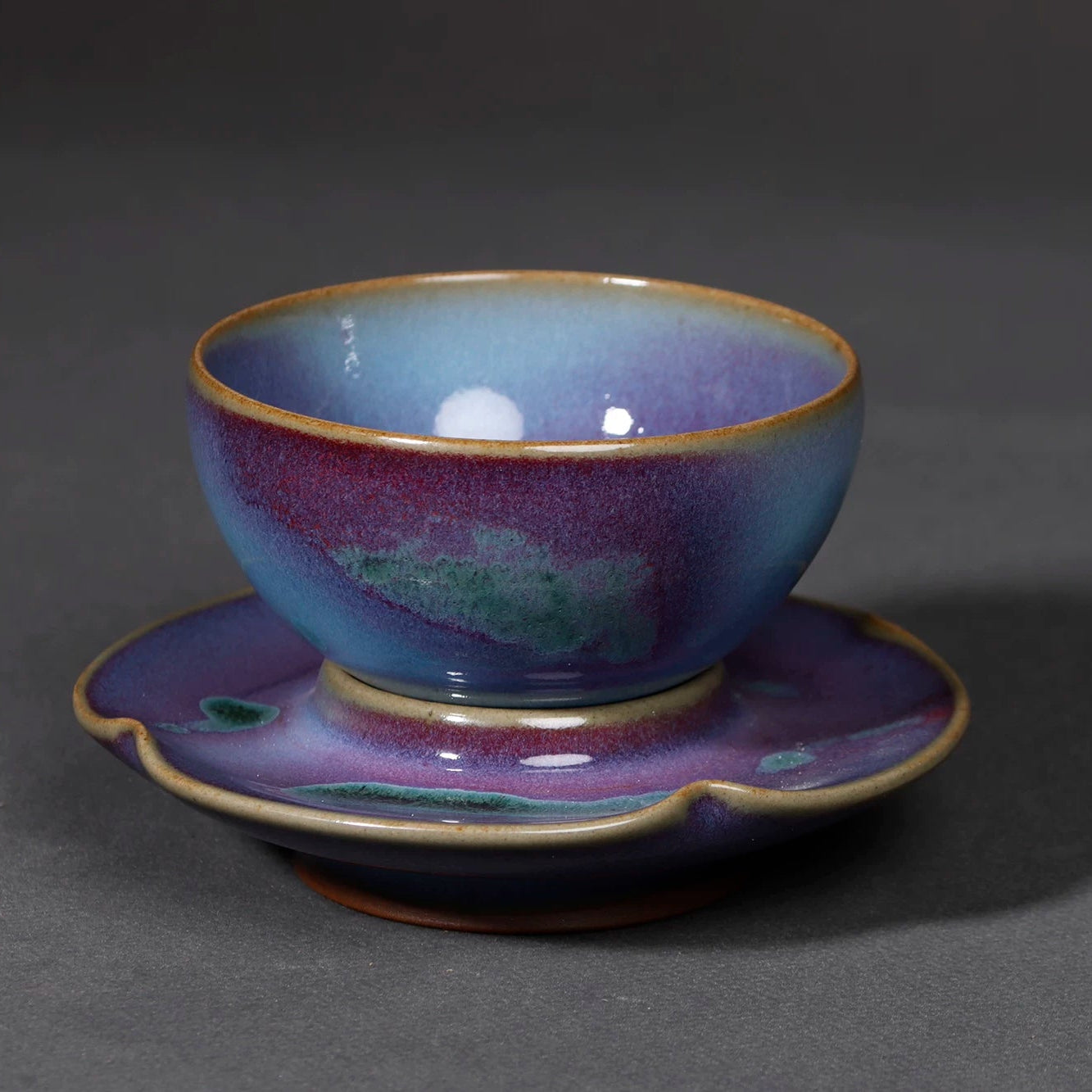Jun Ware Handcrafted  "Pear-Shaped" Kiln-Transmutation Teaset