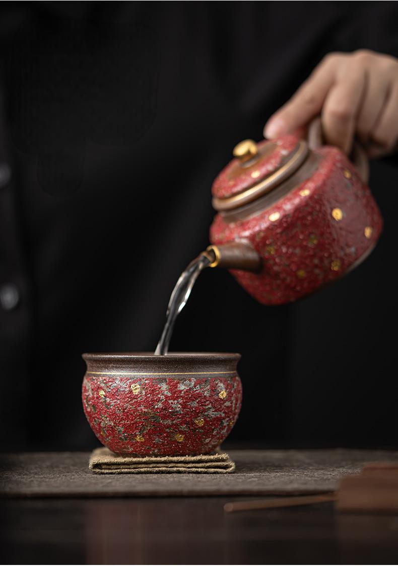 Handmade Rock Mineral Colored Rough Porcelain Gold-Painted Tea Cup