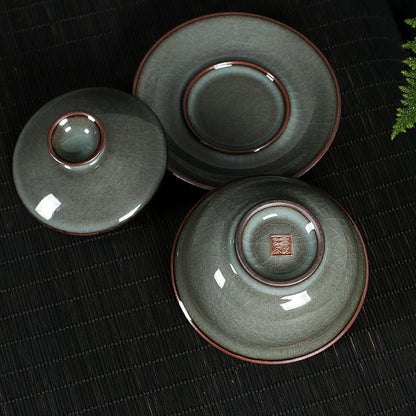 Longquan Celadon Ge Kiln  "Forest Green" 10-Piece Gongfu Tea Set
