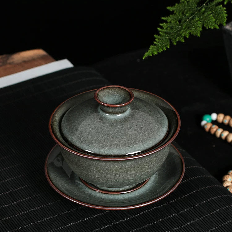 Longquan Celadon Ge Kiln  "Forest Green" 10-Piece Gongfu Tea Set
