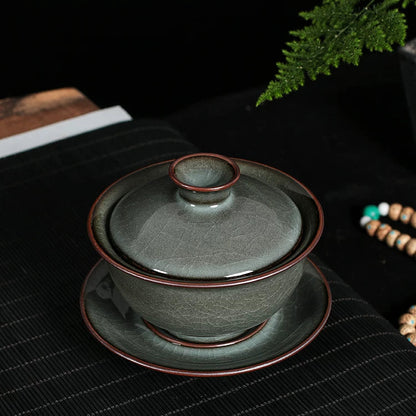 Longquan Celadon Ge Kiln  "Forest Green" 10-Piece Gongfu Tea Set