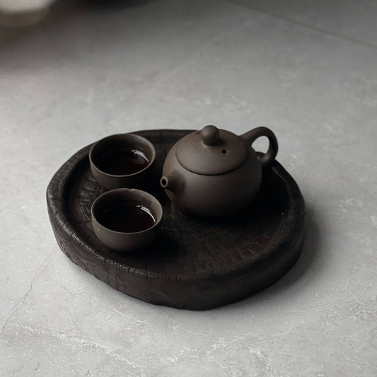Wabi-Sabi Style Camphor Wood Teapot Tray