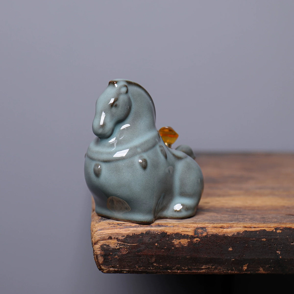 Longquan Celadon Ge Kiln Horse Tea Pet Figurine