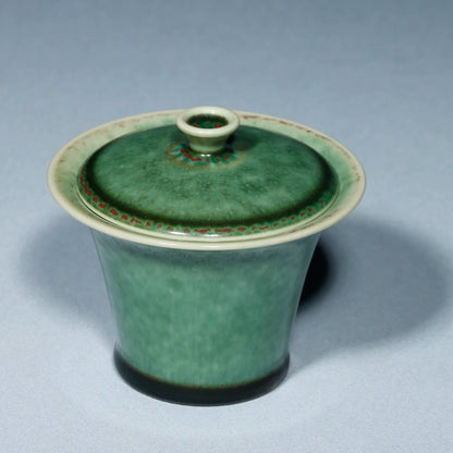 Jun Ware Handcrafted Charcoal-Fired "Ancient Green" Crystalline Gaiwan 110ML