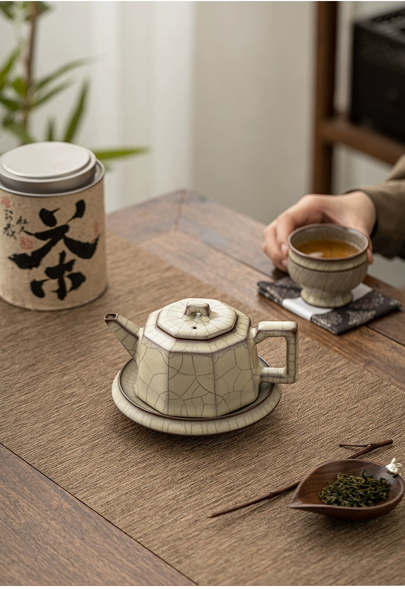 Longquan Celadon Ge Kiln Octagonal Teapot