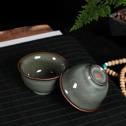 Longquan Celadon Ge Kiln  "Forest Green" 10-Piece Gongfu Tea Set