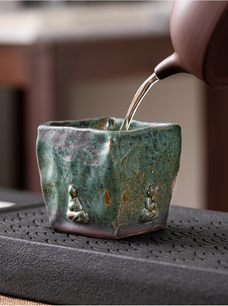 Hand-made Dunhuang Memory Buddha Bronze Glaze Porcelain Tea Cup