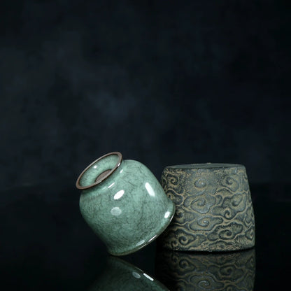 Longquan Celadon "Ge" Kiln Iron-Clay Ice-Crackle Teacup 70ml