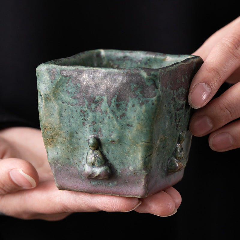 Hand-made Dunhuang Memory Buddha Bronze Glaze Porcelain Tea Cup