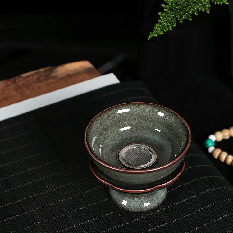 Longquan Celadon Ge Kiln  "Forest Green" 10-Piece Gongfu Tea Set