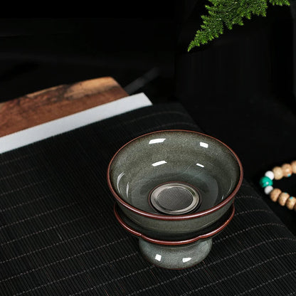Longquan Celadon Ge Kiln  "Forest Green" 10-Piece Gongfu Tea Set