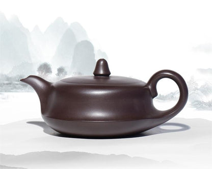 Théière en terre cuite pourpre semi-artisanale Pot Zisha de Yixing.
