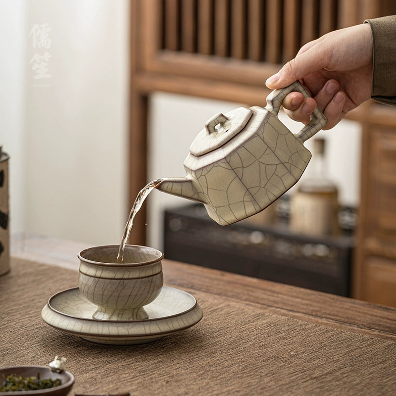 Longquan Celadon Ge Kiln Octagonal Teapot