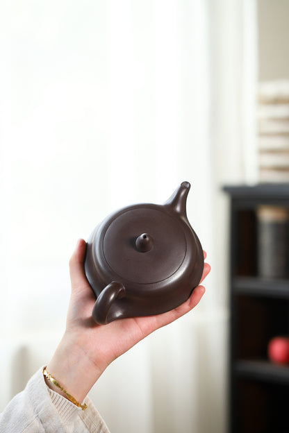 Théière en terre cuite pourpre semi-artisanale Pot Zisha de Yixing.