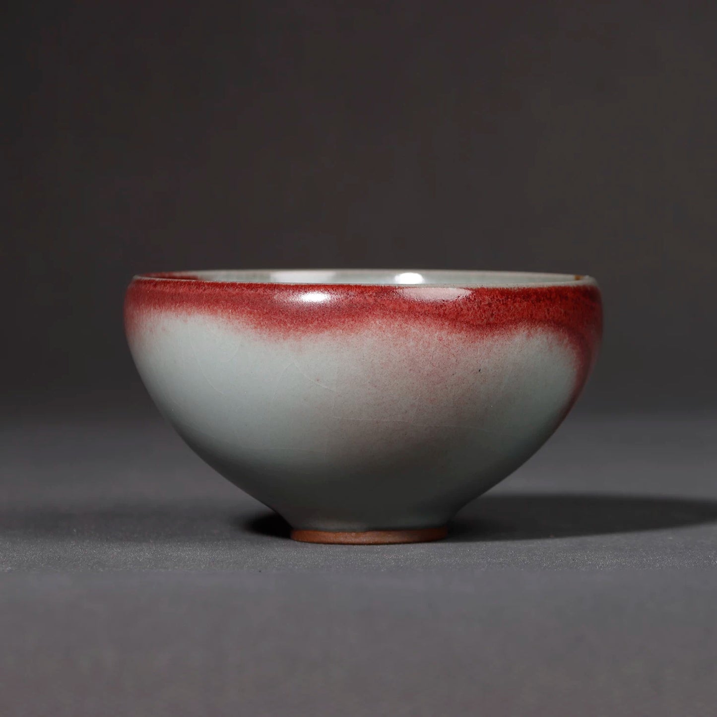 Jun Ware "Moon-White & Red Splash" Handcrafted Wood-Fired Teacup 120ML