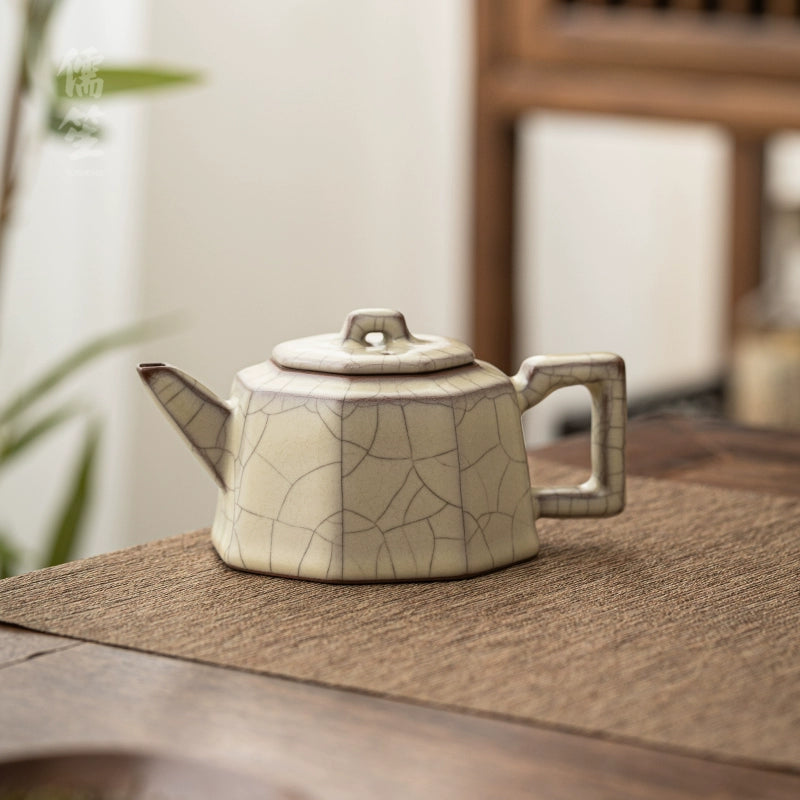 Longquan Celadon Ge Kiln Octagonal Teapot