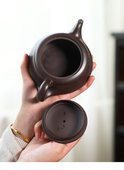 Théière en terre cuite pourpre semi-artisanale Pot Zisha de Yixing.