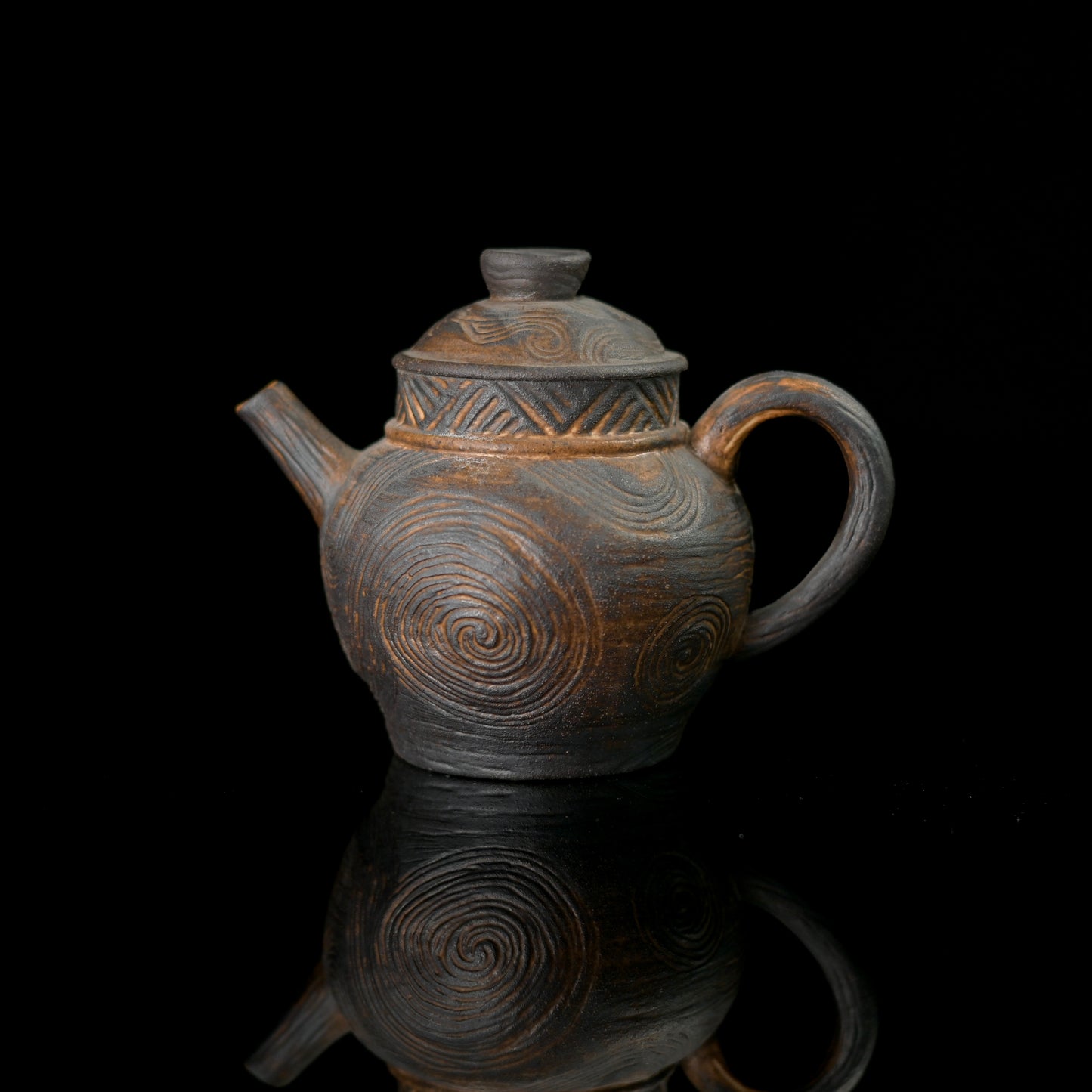 Mini Size Wood-Fired Clouds Pattern Rustic Style Teapot