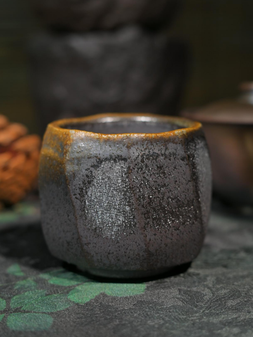 Handmade iron-rich clay tea cup for professional Gongfu tea sessions, 100% unique.