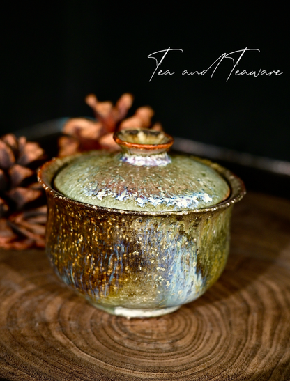 Unique Piece Wabi-Sabi Coarse Pottery Wood-Fired Gaiwan 130ml