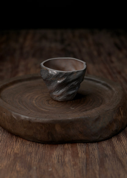 Grande tasse à thé de style Wabi-Sabi en argile brute cuite au bois, design vintage, grande capacité (120 ml)