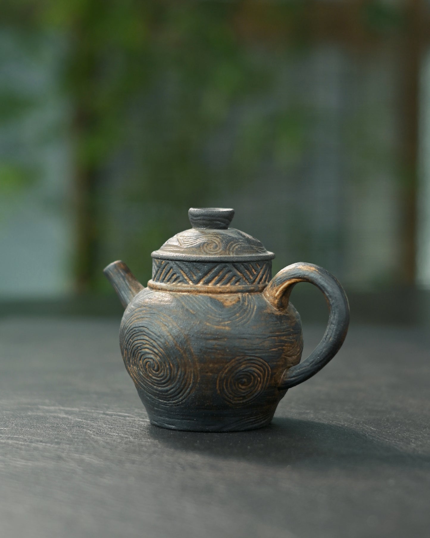 Mini Size Wood-Fired Clouds Pattern Rustic Style Teapot