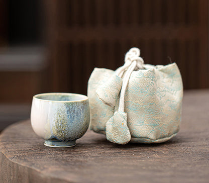 Wood-fired galze colour changed teacup