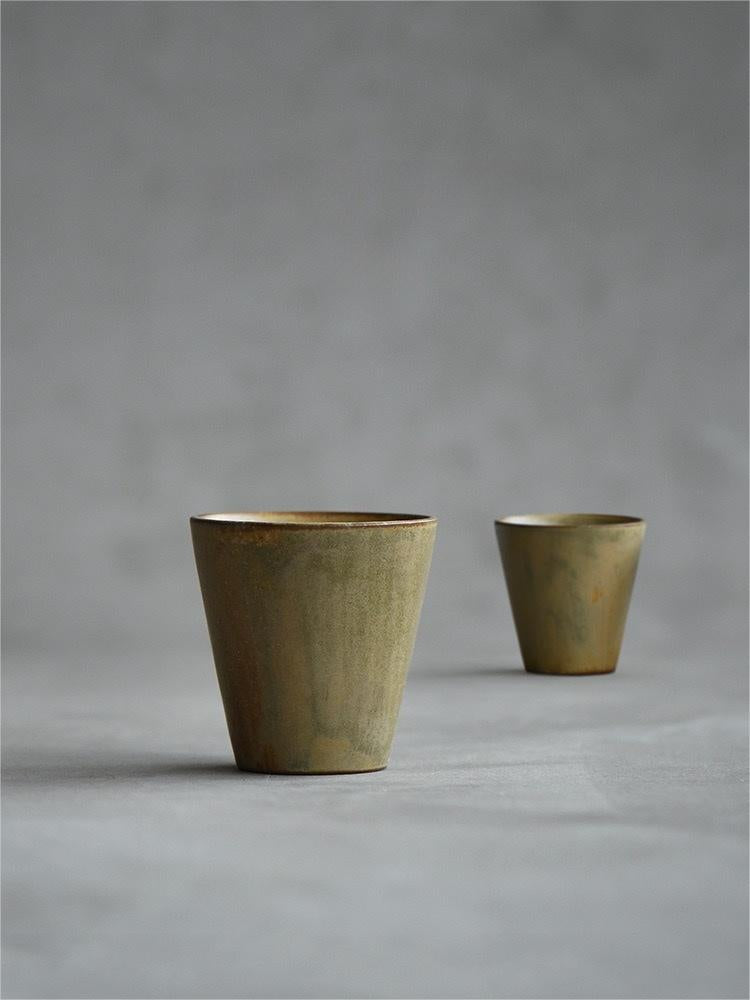 5pcs in 1 Yellow-green Ceramic Kiln Glaze Wabi-sabi Style Tea set