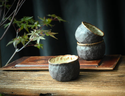 Boîte à thé en poterie brute de petite taille, style rétro japonais