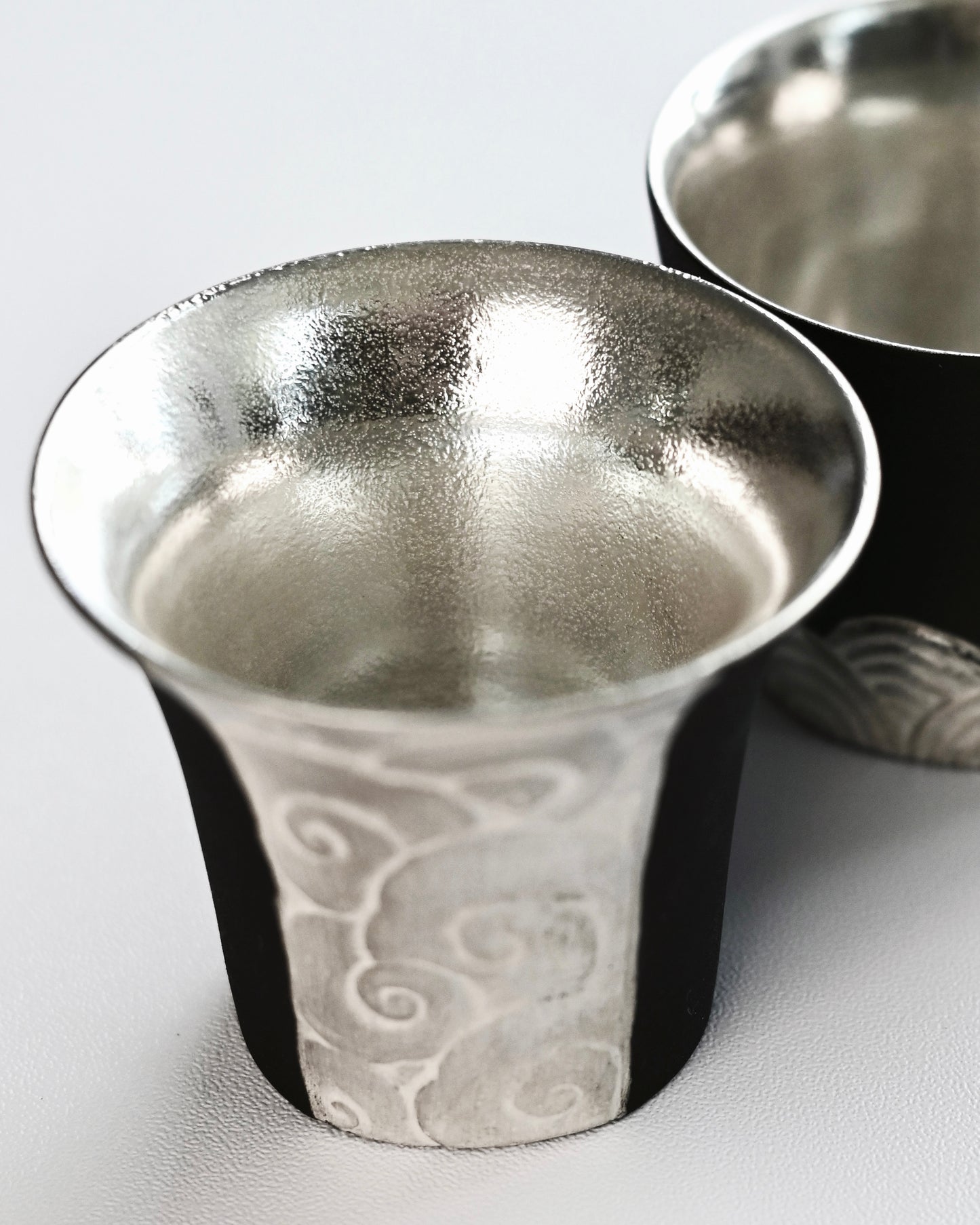 Vintage Silver-Gilt Chinese Ceramic Tea Cup