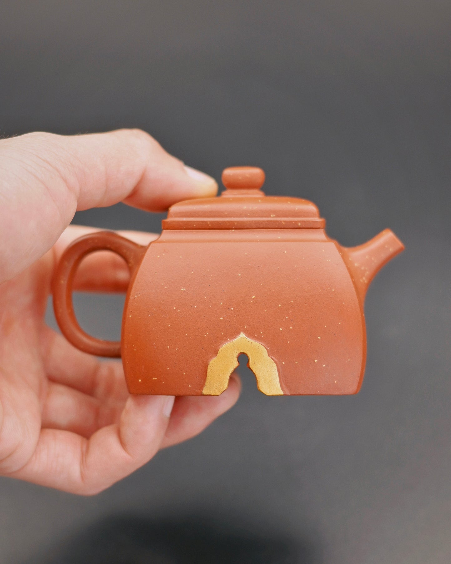 Authentic Yixing Hong Pi Long clay teapot handcrafted by artisan