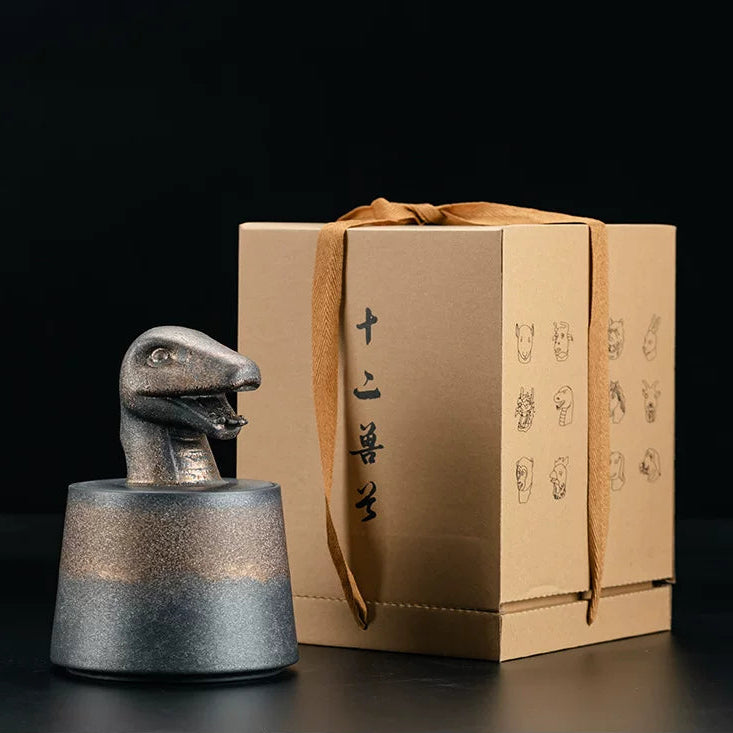 Cultural zodiac symbol tea storage jar