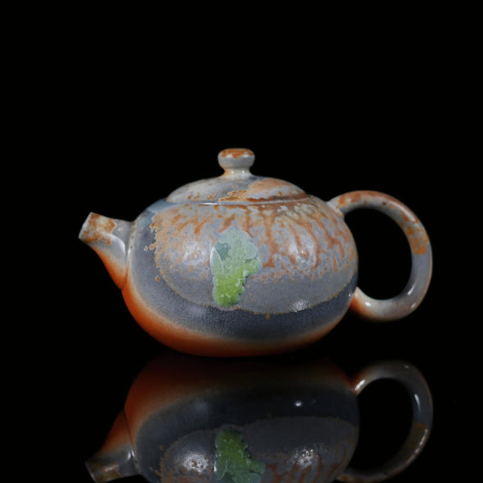 Handcrafted Wood-Fired Xishi Teapot with Natural Ash Glaze