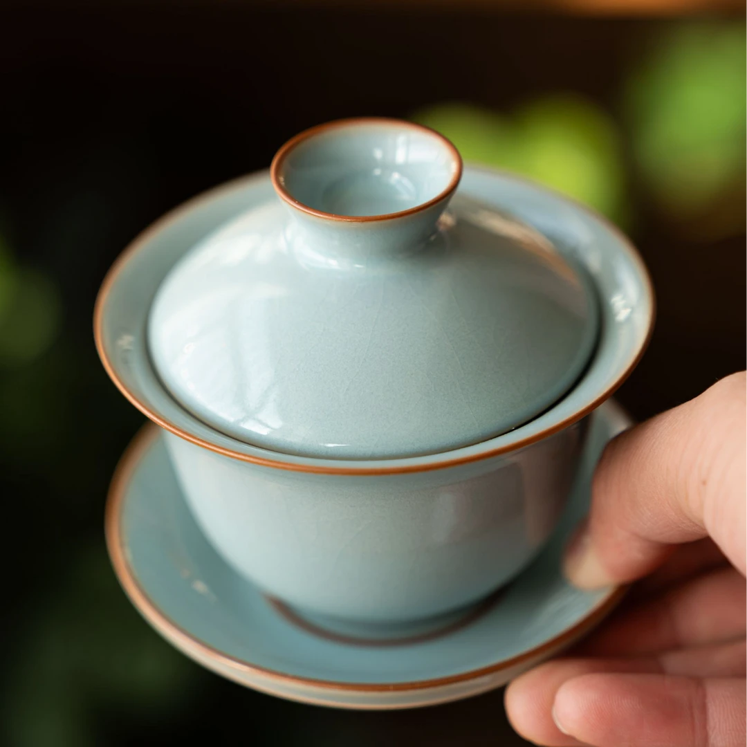 Ru Ware Sky-Blue Glaze 12-Piece Gaiwan Gongfu Tea Set 150ml