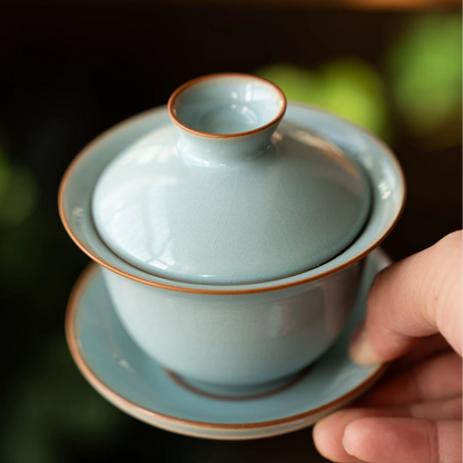 Ru Ware Sky-Blue Glaze 12-Piece Gaiwan Gongfu Tea Set 150ml