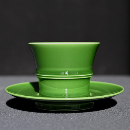 Tasse à café/thé en bambou vert jade faite à la main