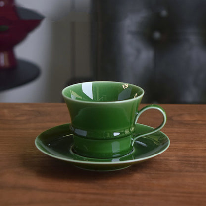 Tasse à café/thé en bambou vert jade faite à la main