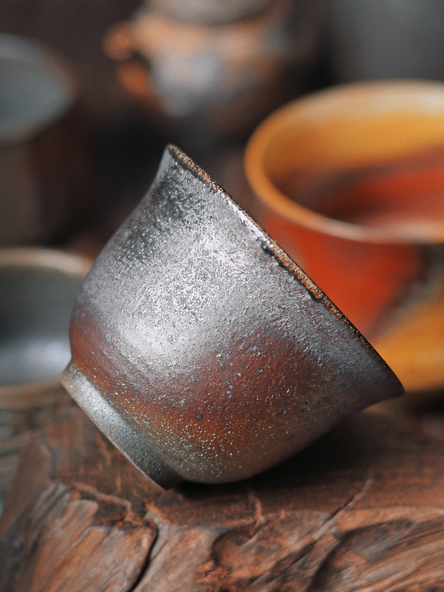 Wabi-Sabi Style Wood-fired Ash Glaze Master Cup Bizen Yaki