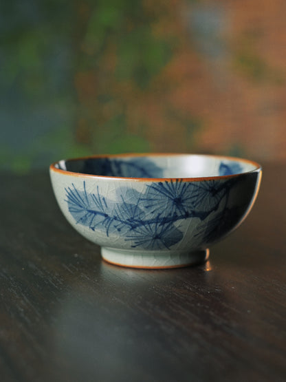 Jingdezhen  Hand-Painted Underglaze Pine and Crane Pu-erh Tea Cup
