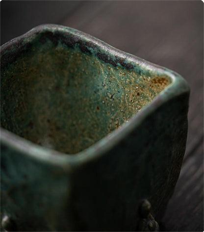 Tasse à Thé en Porcelaine Glaçurée Bronze Bouddha de Dunhuang Faite à la Main
