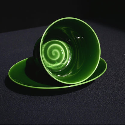 Tasse à café/thé en bambou vert jade faite à la main