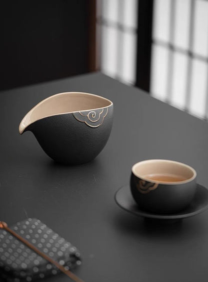 Vintage ceramic fairness cup serving as tea pitcher during tea ceremony
