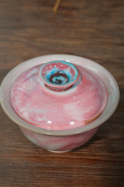Handcrafted wood-fired tea bowl 150ml featuring high-stem foot and heat-safe flared rim