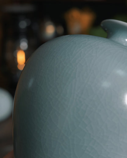 Classical Chinese plum vase form with slender waist and gracefully curved silhouette